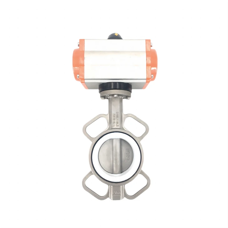 نیومیٹک ویفر سٹینلیس سٹیل PTFE تیتلی والو